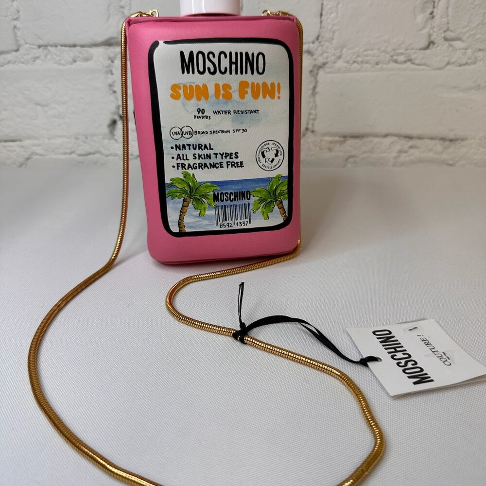 SS22 MOSCHINO Tropical Tan Clutch Pink Padded Nappa Leather Sunscreen 30SPF - Picture 14 of 16